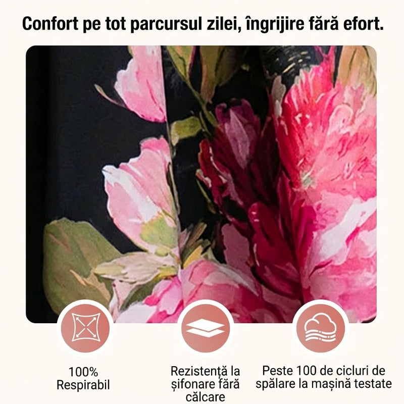 🌸Elegáns, ujjatlan, A-vonalú midi ruha virágmintával👗❤️
