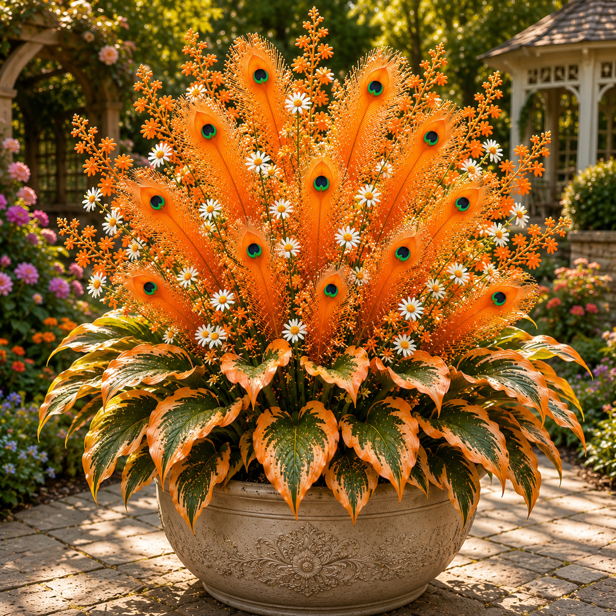 🔥 Spóroljon 50%-ot🦚Peacock Flame Hosta hagymások – Dús, árnyékot kedvelő növények kertbe és otthonra