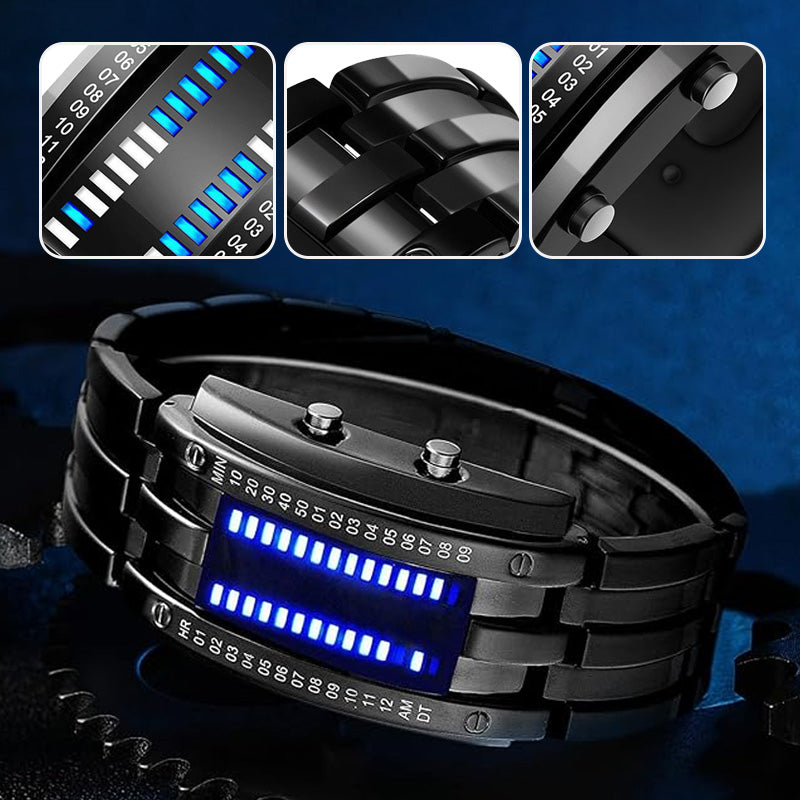 ⌚ MOST 50% KEDVEZMÉNY! 🤓 Cyberpunk bináris LED óra – „Csak a geekek értik” – Futurisztikus, egyedi és szemet gyönyörködtető kék LED kijelzővel 💙