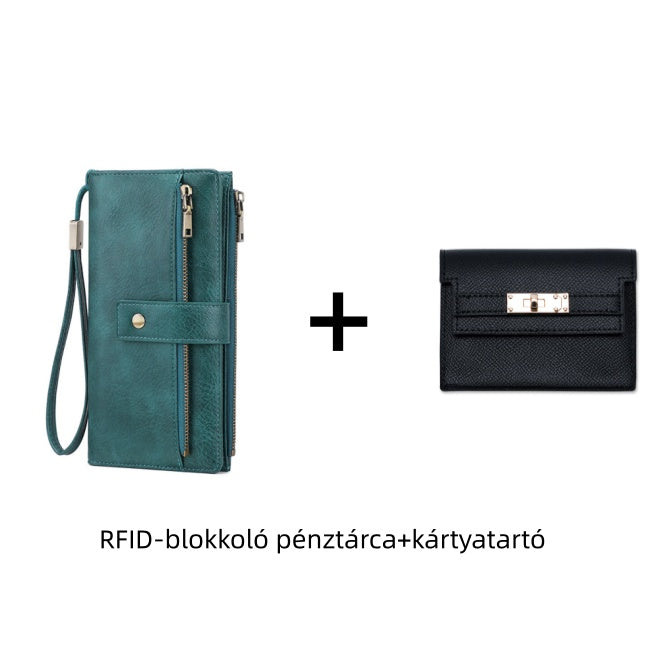 👛Retro stílusú, RFID-blokkolós, háromrészes női pénztárca
