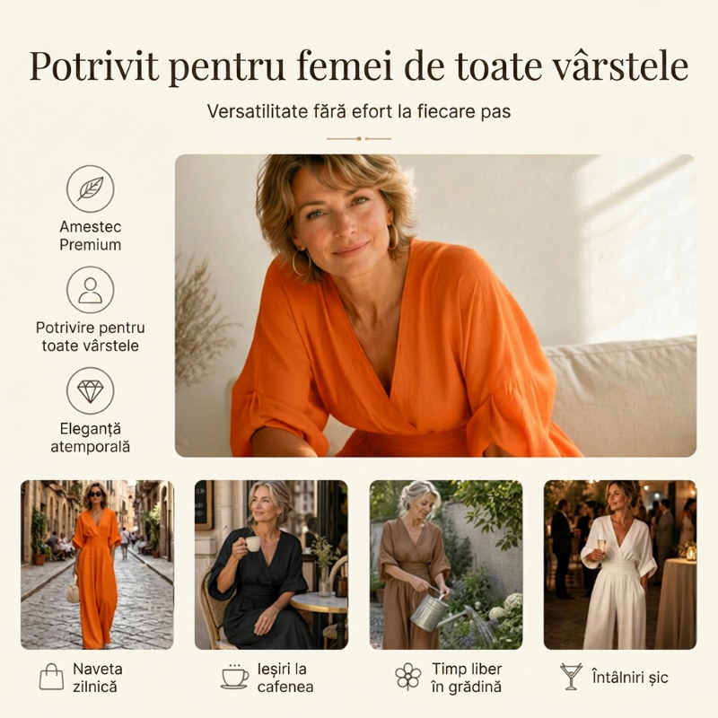 🔥💝Női overál V-nyakkal, magas derekú és bő szárú☁️🌬️