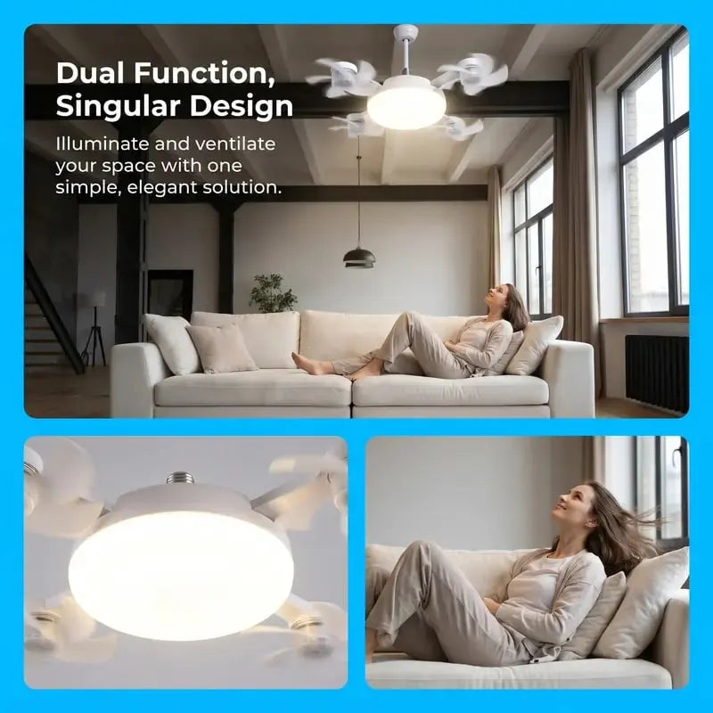 Modern mennyezeti ventilátorlámpa E27-es foglalattal (2026-os modell) - csendes 2 az 1-ben LED ventilátor távirányítóval