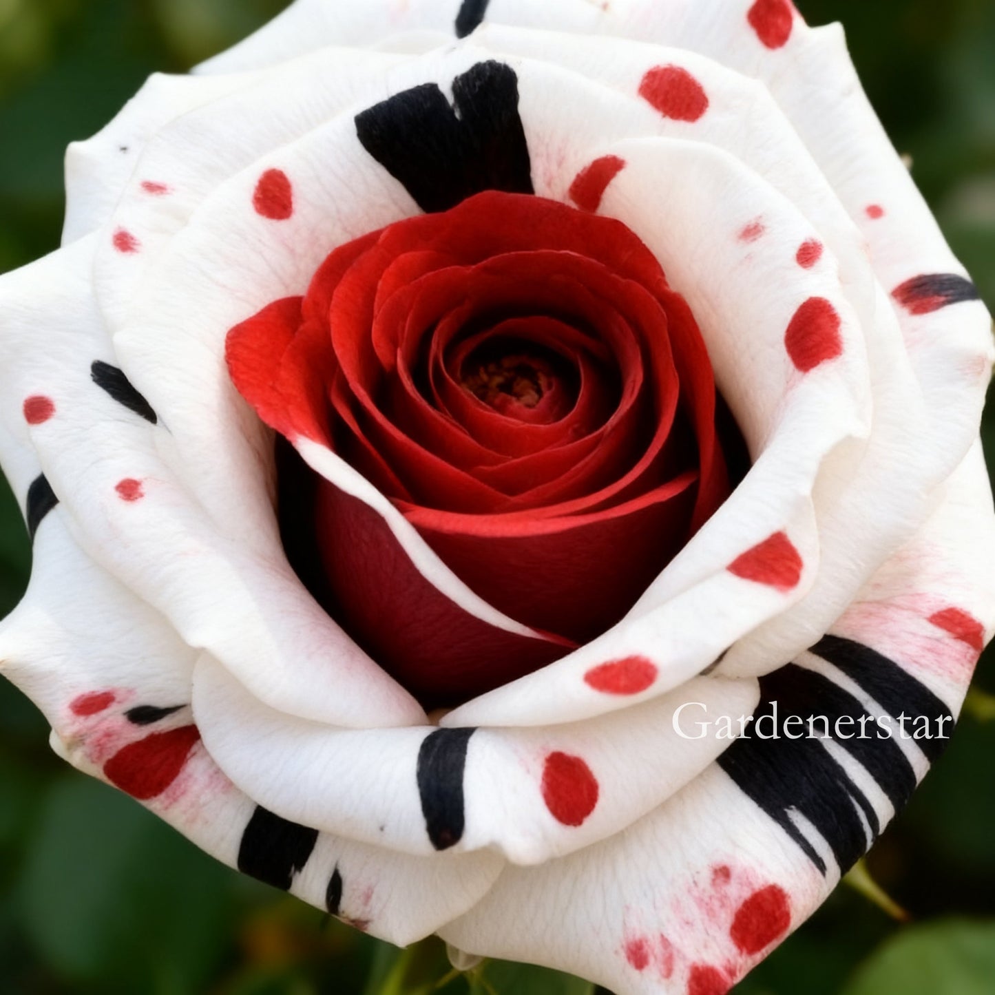 Rzadka róża czerwono-biało-czarna - Fire & Snow Rose