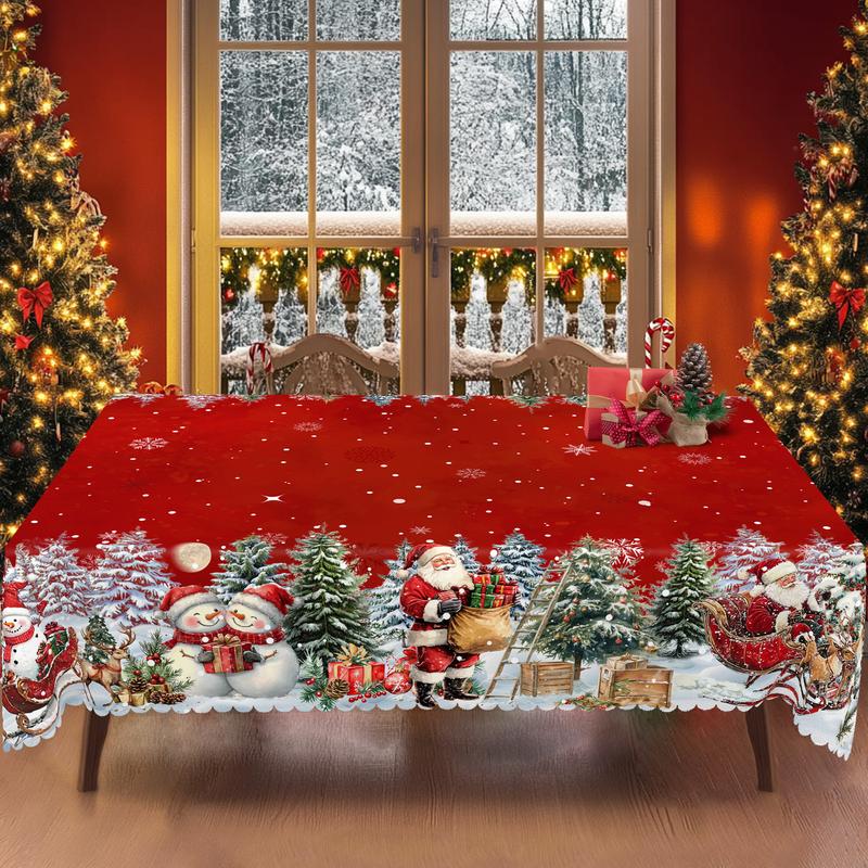 Obrus świąteczny premium - uroczy motyw Świętego Mikołaja i renifera na radosne chwile w gronie rodzinnym