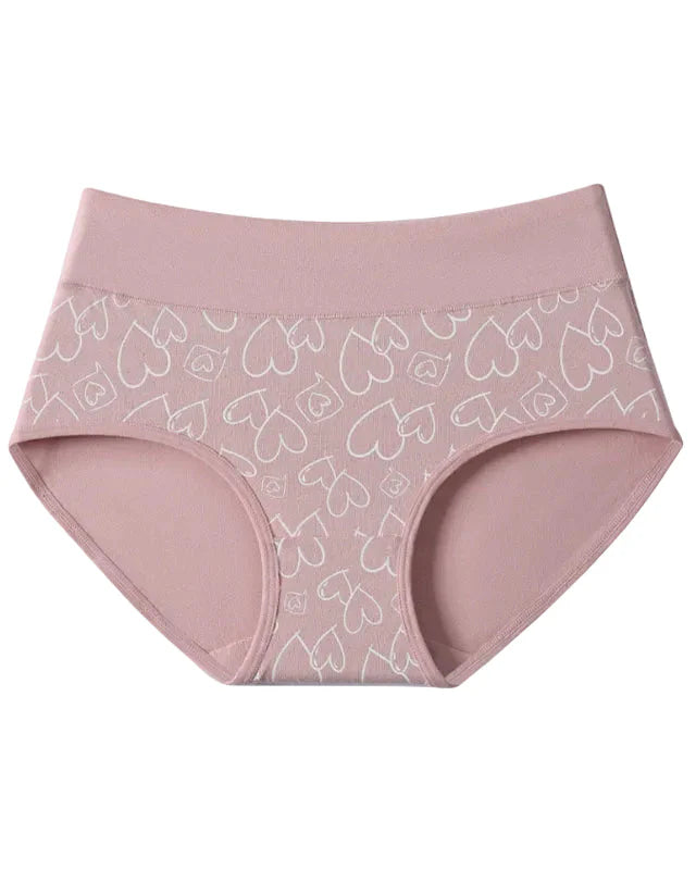 Gyönyörű, puha, pamut, rugalmas női bugyi, szerelmes mintával (6 darab)