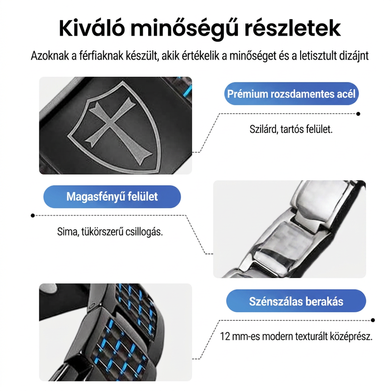 Titánacélból készült mágneses terápiás karkötő férfiaknak
