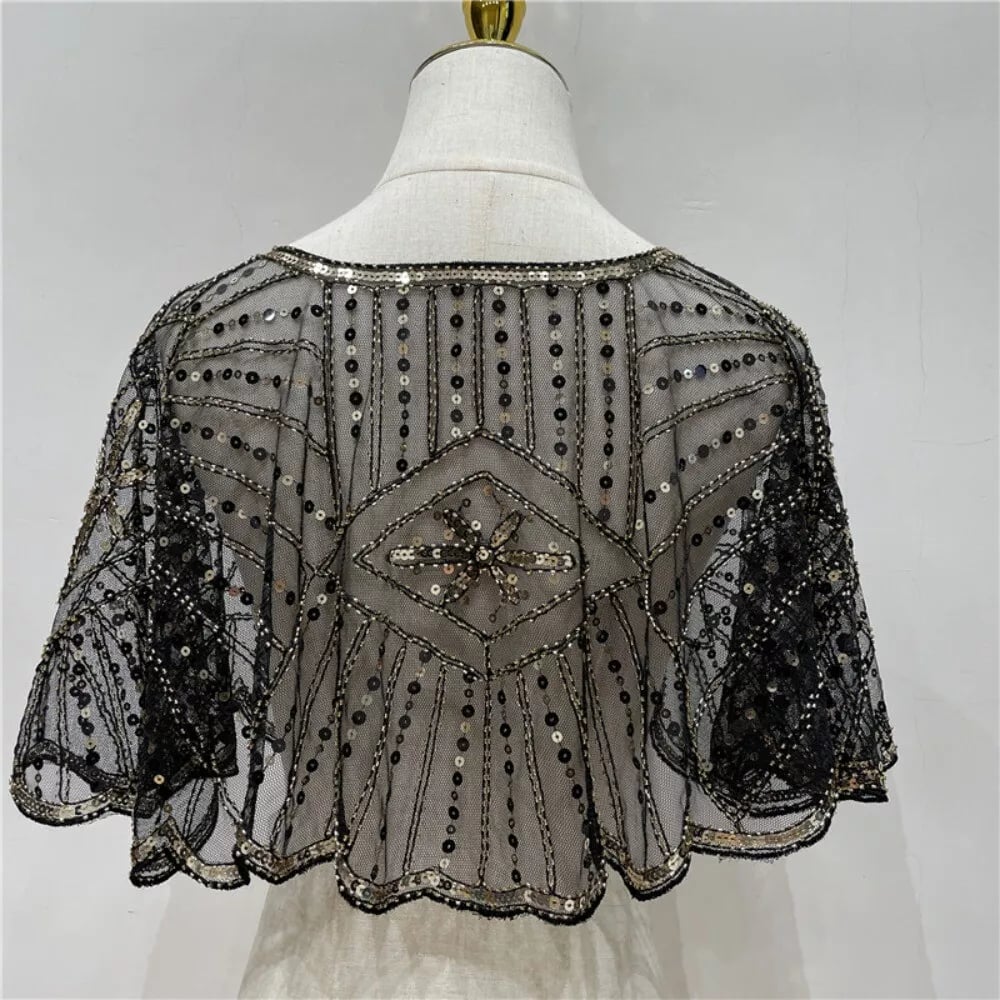 ⏳Oferta ograniczona czasowo ⏰ Szal z koronką w stylu vintage i koralikami