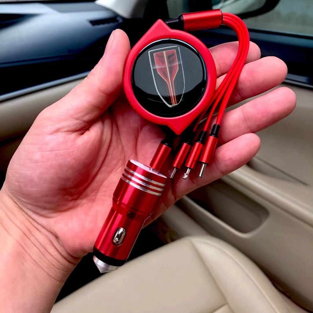 3 w 1 zwijany kabel do transmisji danych w samochodzie + bezpłatna ładowarka samochodowa