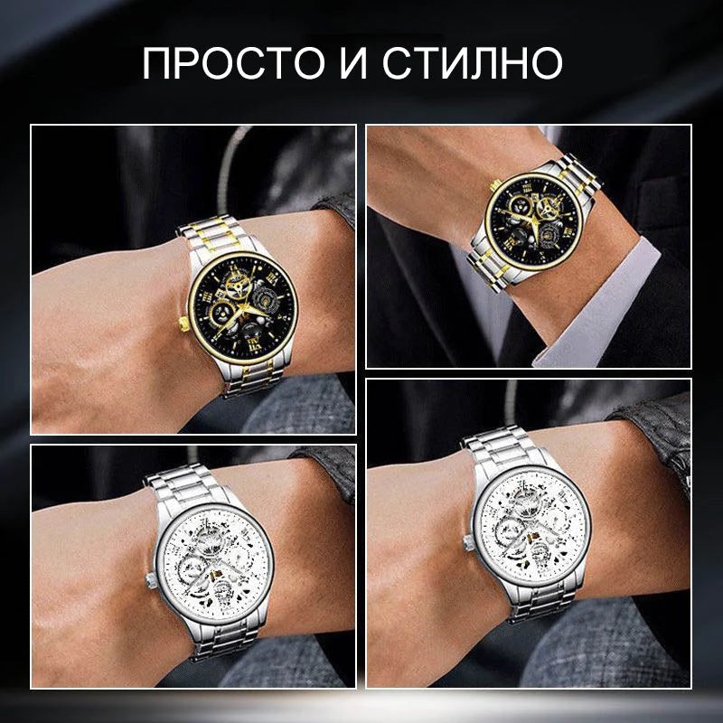 🔥Férfi vízálló római számlapos áttört automata mechanikus karóra⌚