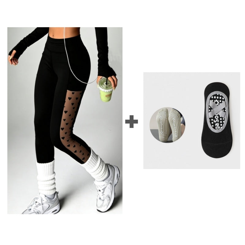 Női Magas Derekú Hálós Jóga Leggings Zsebekkel