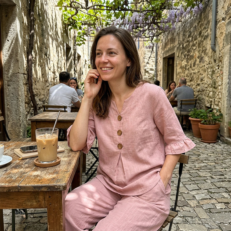 🔥S-2XL⌛️Női szett: puffos ujjú blúz és bő nadrág❤️