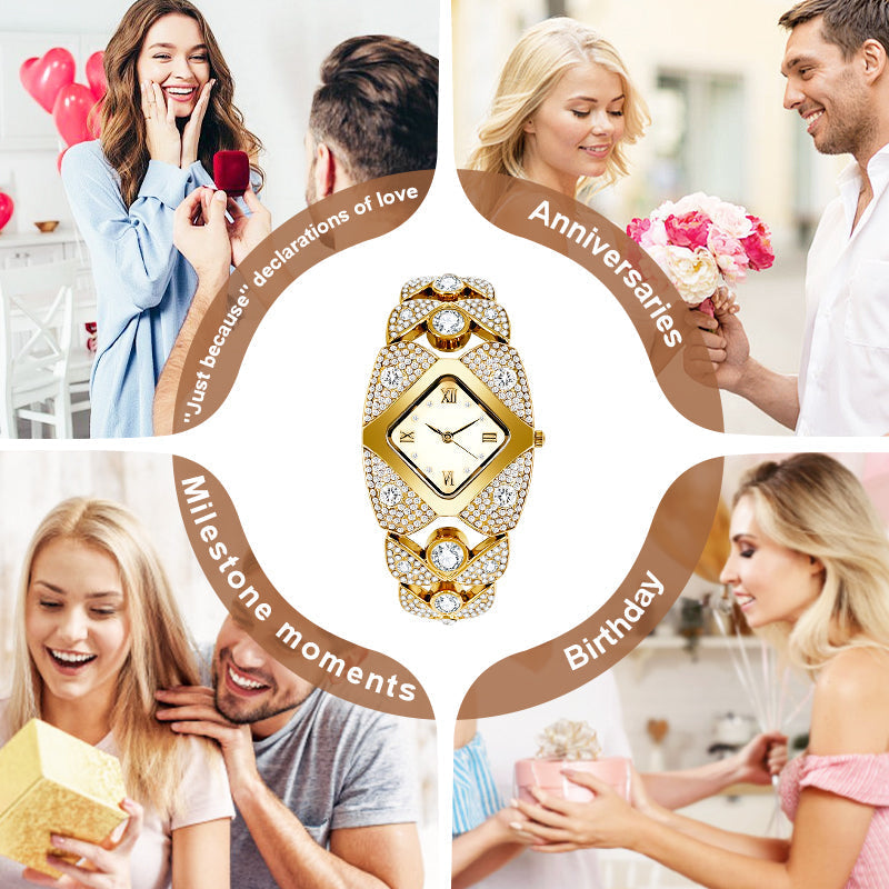 💜Retro zegarek kwarcowy z błyszczącymi kryształkami⌚