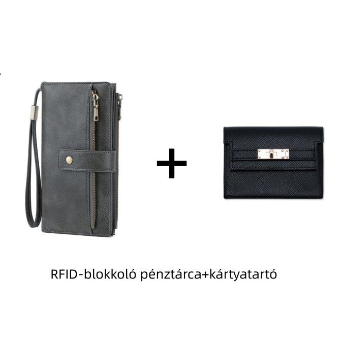 👛Retro stílusú, RFID-blokkolós, háromrészes női pénztárca