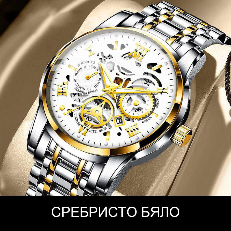 🔥Férfi vízálló római számlapos áttört automata mechanikus karóra⌚