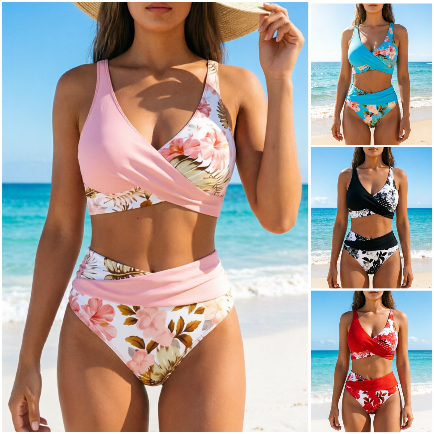 🌸🌿 Hangsúlyozd az alakod – Női virágmintás, magas derekú bikini szett (EU S-XL) 🌊👙