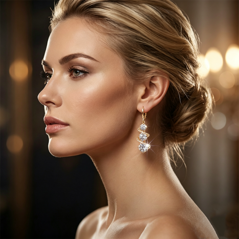 💎👗 Aszimmetrikus spirál és csepp alakú fülbevaló ✨