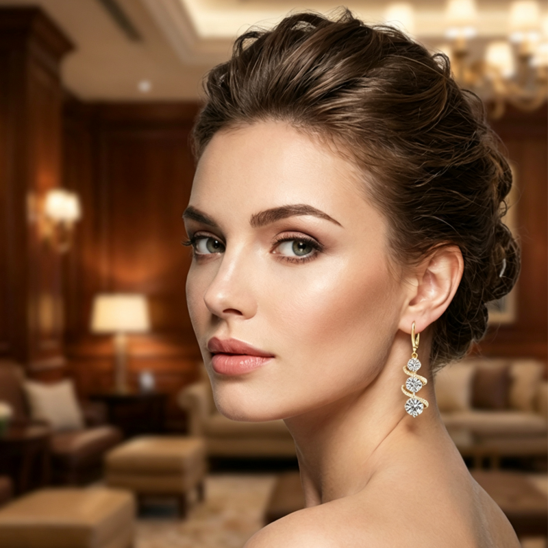 💎👗 Aszimmetrikus spirál és csepp alakú fülbevaló ✨
