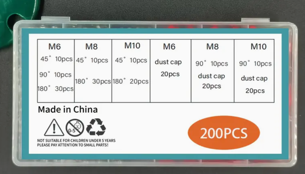 【200 szt.】Zestaw dysz do smaru z podwójnym uchwytem