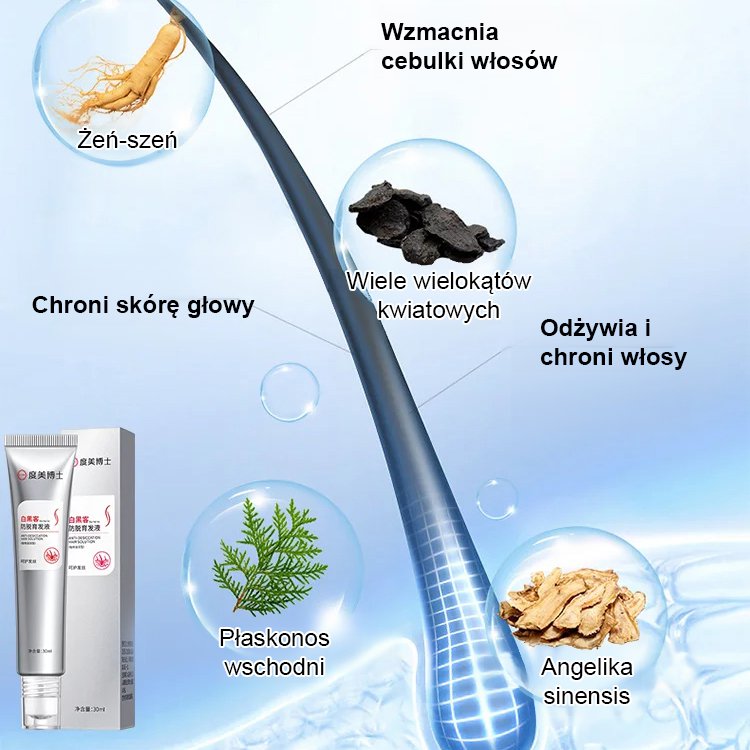 Serum w kulce wzmacniające cebulki włosów i zapobiegające wypadaniu.