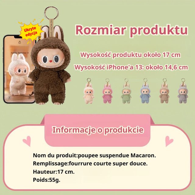 HFH-Wisiorek pluszowy z serii Makaronowej Labubu