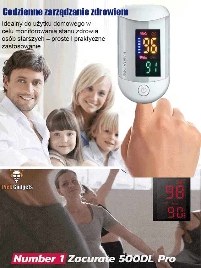 Pulsoksymetr o wysokiej rozdzielczości z klipsem na palec