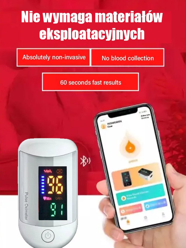 Pulsoksymetr o wysokiej rozdzielczości z klipsem na palec
