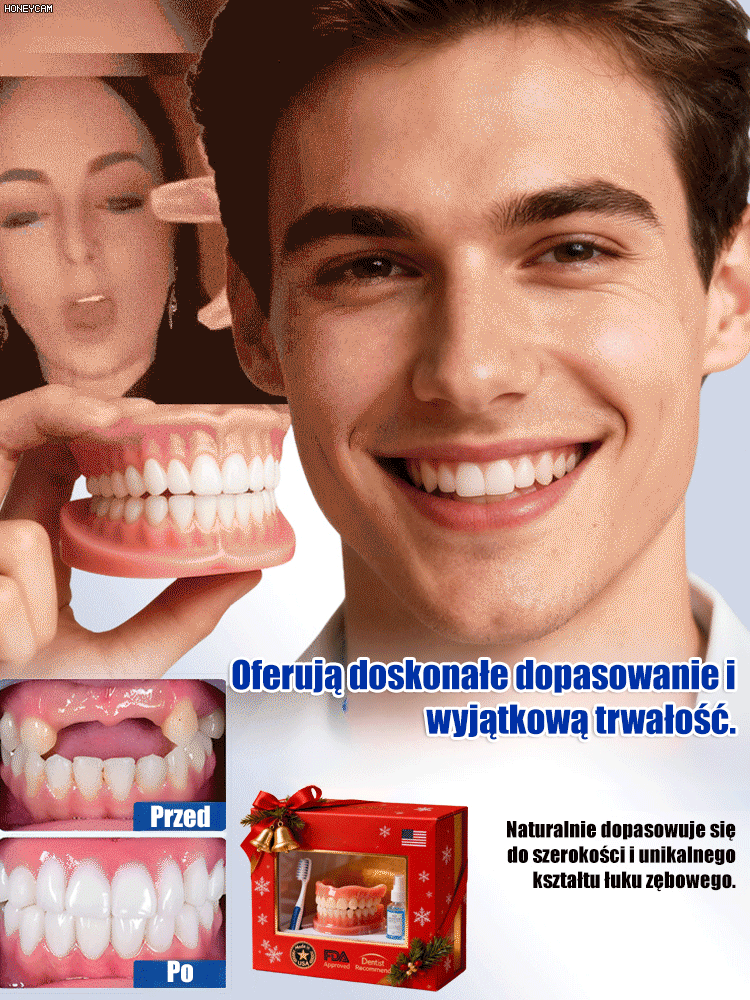 Komfortowe, naturalnie przylegające nakładki na górne i dolne zęby