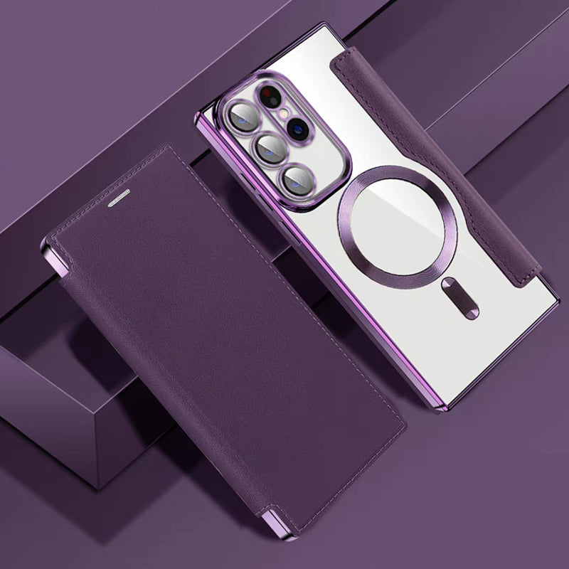 📱Új bőr flip tok Samsung mobiltelefonhoz