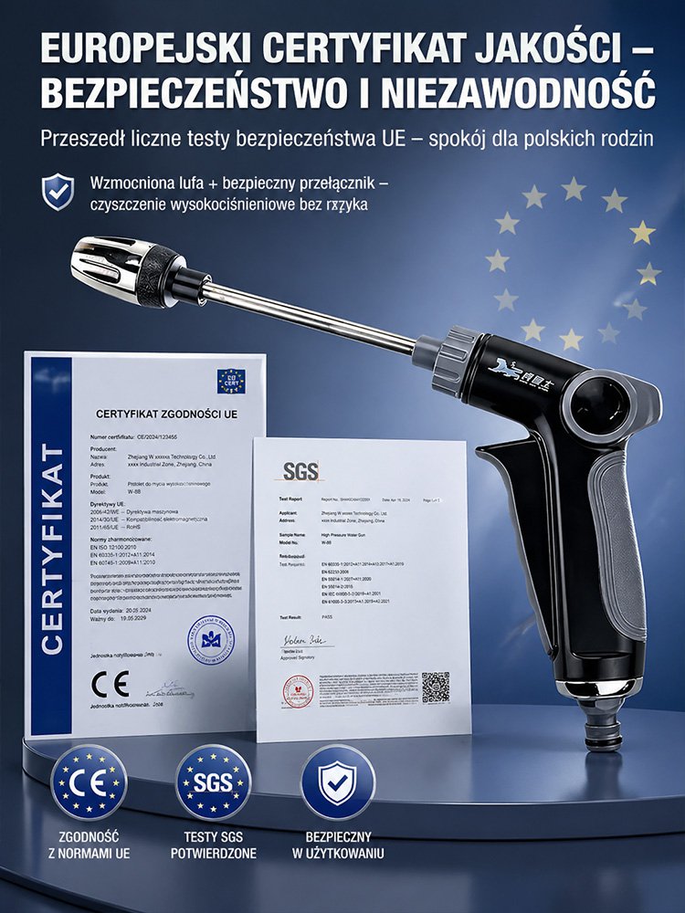 Pistolet do czyszczenia wodą pod wysokim ciśnieniem ze stali nierdzewnej