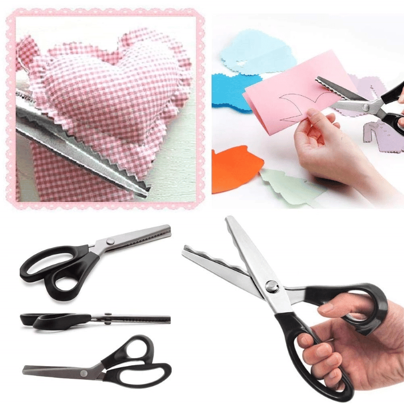 ✂️🧵 Kézzel tartható professzionális szabó olló recés (hullámos) éllel, 3 mm, 5 mm és 7 mm méretben kapható, különféle szövetek, papír és textíliák vágására alkalmas.