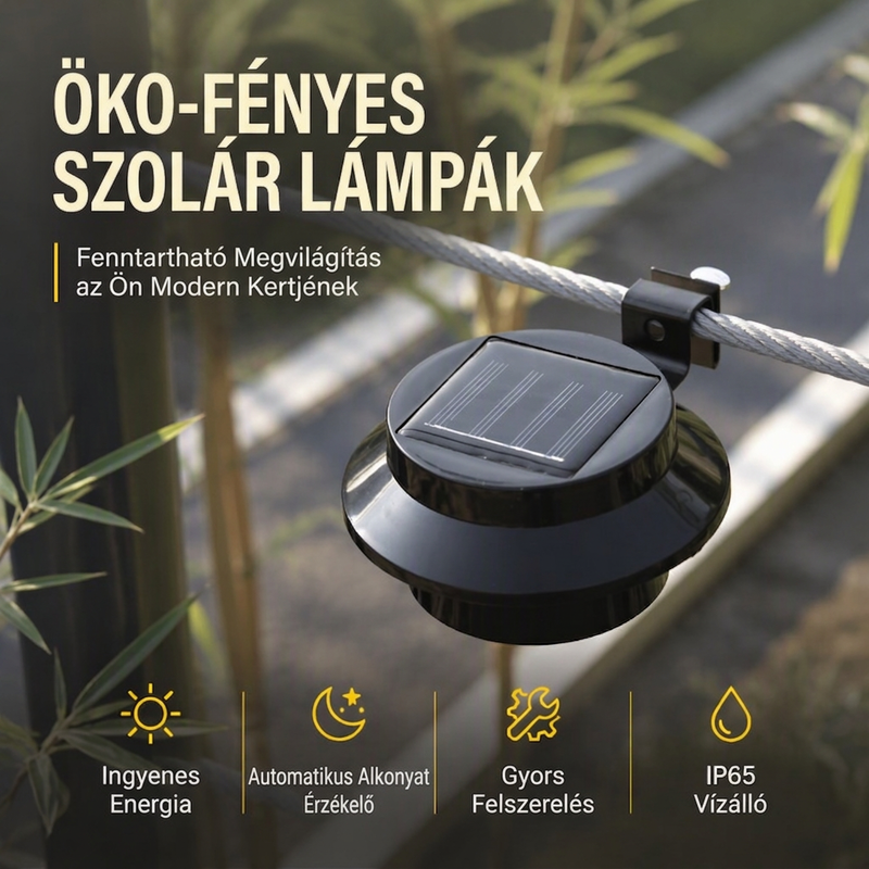 🌞💡 Napelemes Kültéri Lámpa: Vízálló + Automatikus Fény!