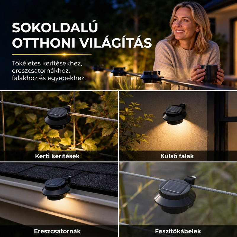 🌞💡 Napelemes Kültéri Lámpa: Vízálló + Automatikus Fény!