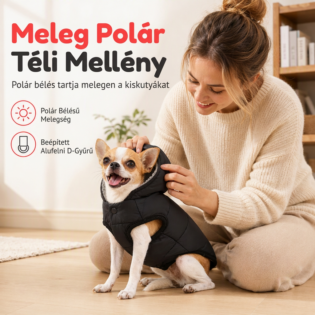 🐾 ✨ Kapucnis kutyakabát – béléses gyapjúval, szélálló 🧥