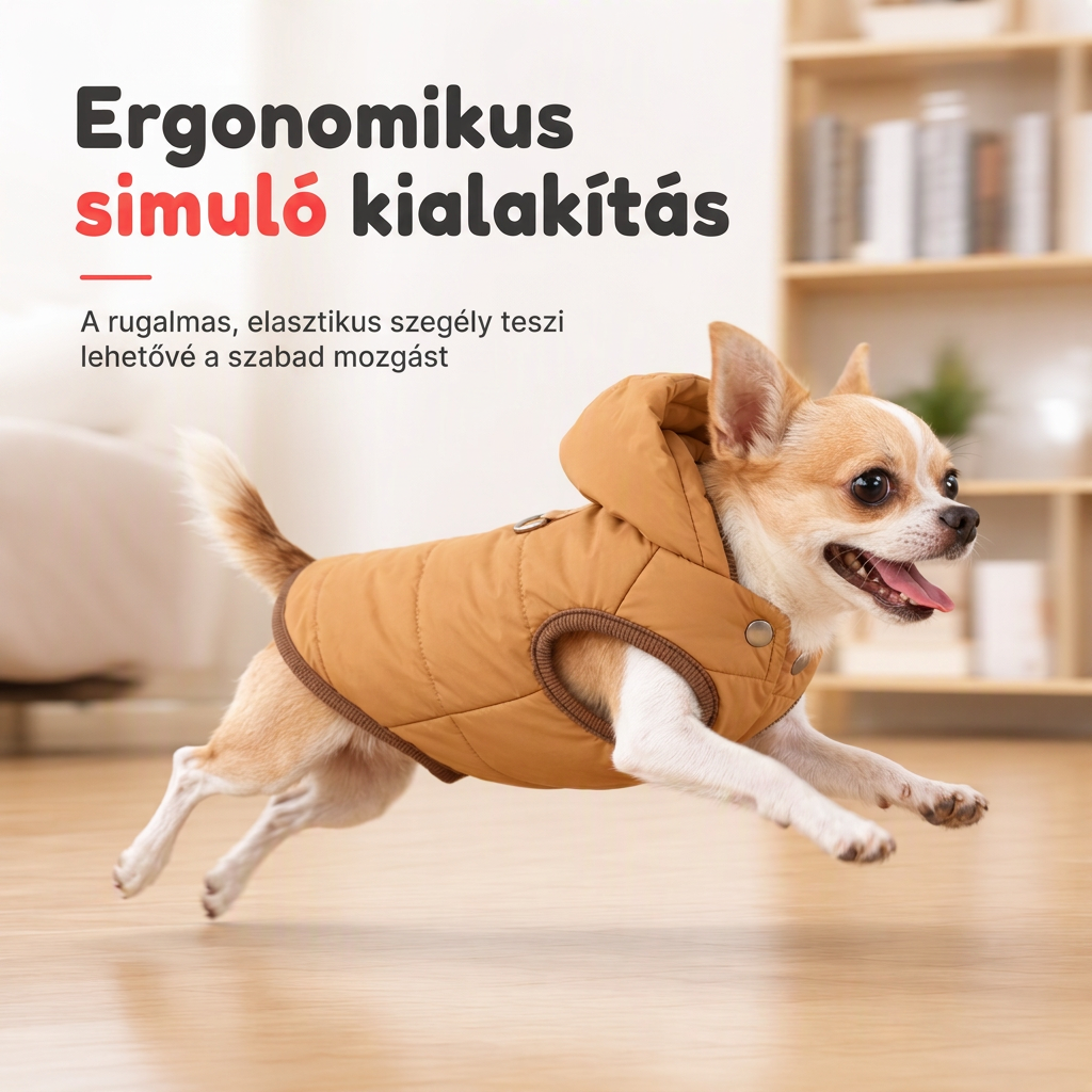 🐾 ✨ Kapucnis kutyakabát – béléses gyapjúval, szélálló 🧥