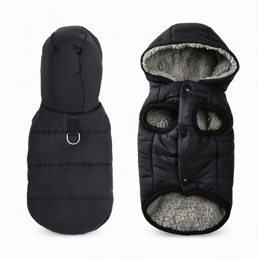 🐾 ✨ Kapucnis kutyakabát – béléses gyapjúval, szélálló 🧥