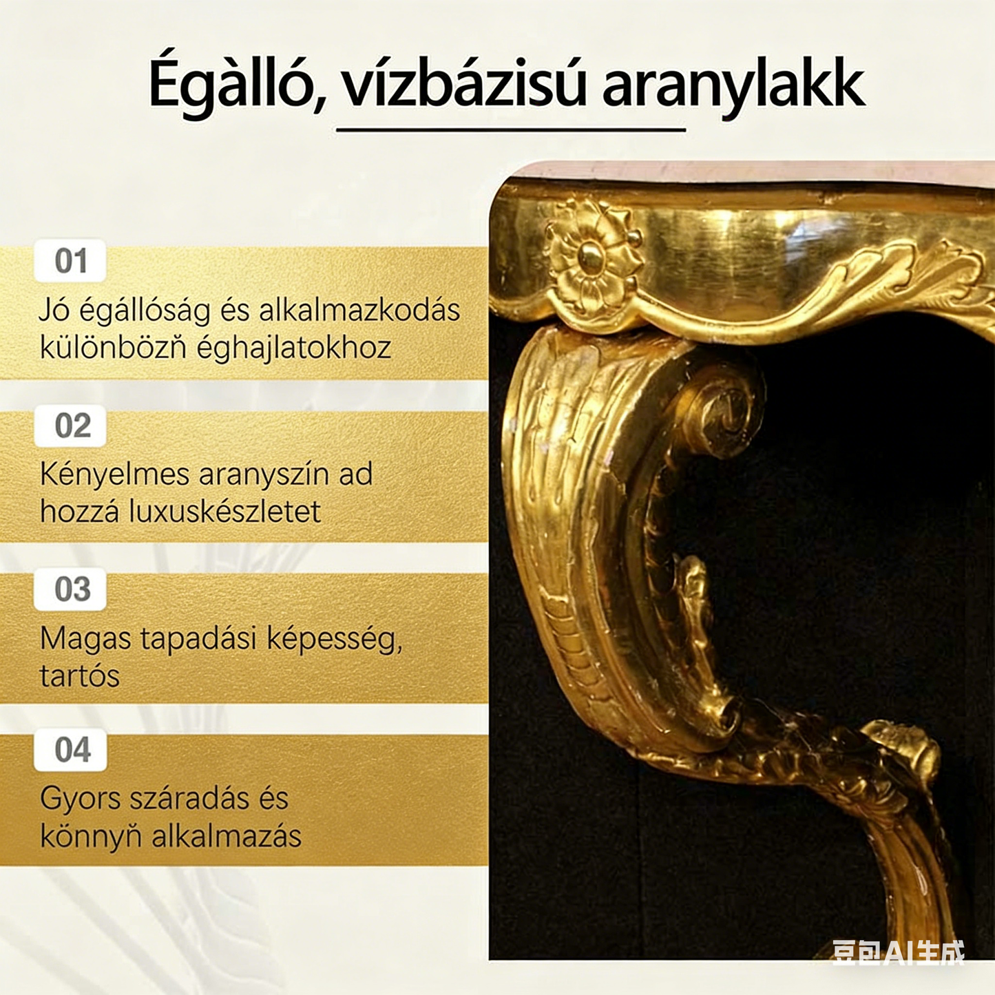 Vízalapú, időjárásálló aranyfesték
