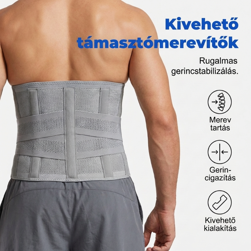 🏋️ Kétpántos kompressziós hátmerevítő kivehető támasztórudakkal