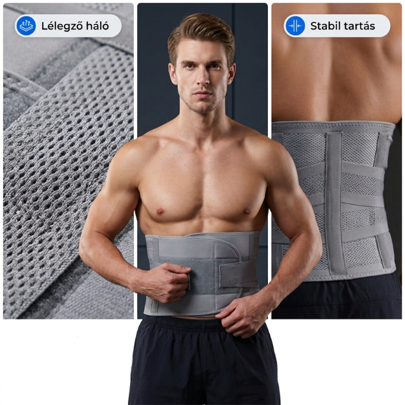🏋️ Kétpántos kompressziós hátmerevítő kivehető támasztórudakkal