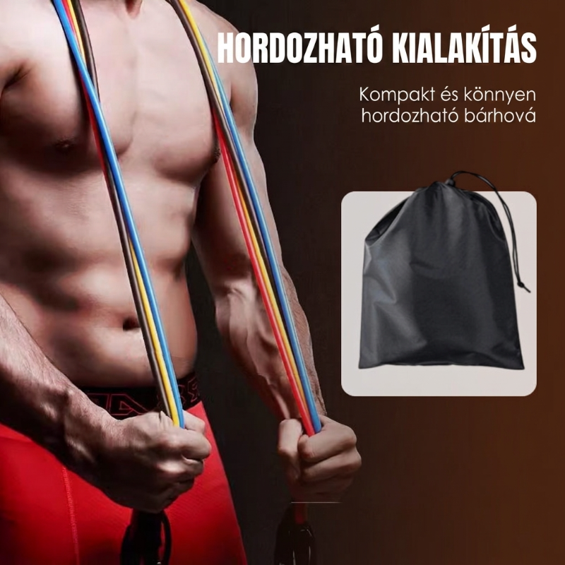💪 14 részes rugalmas ellenállás-kötél szett (fogantyúval), otthoni edzőteremhez