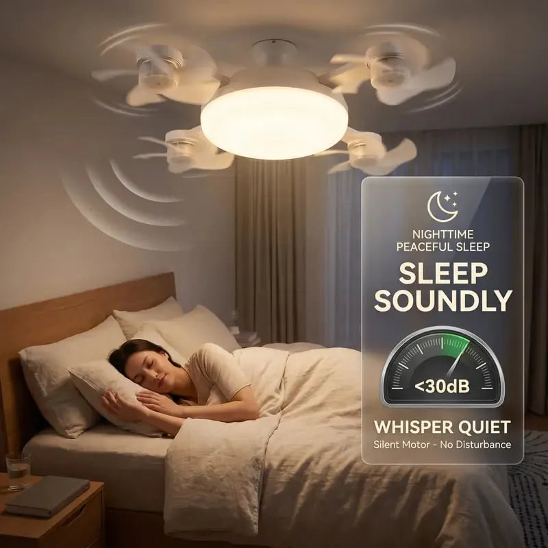 Modern mennyezeti ventilátorlámpa E27-es foglalattal (2026-os modell) - csendes 2 az 1-ben LED ventilátor távirányítóval