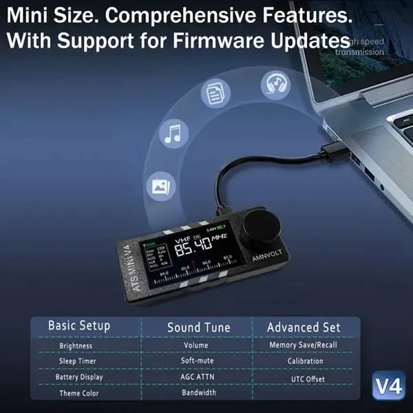 📻Frissített ATS Mini V4 Si4732 minden sávú DSP rádióvevő