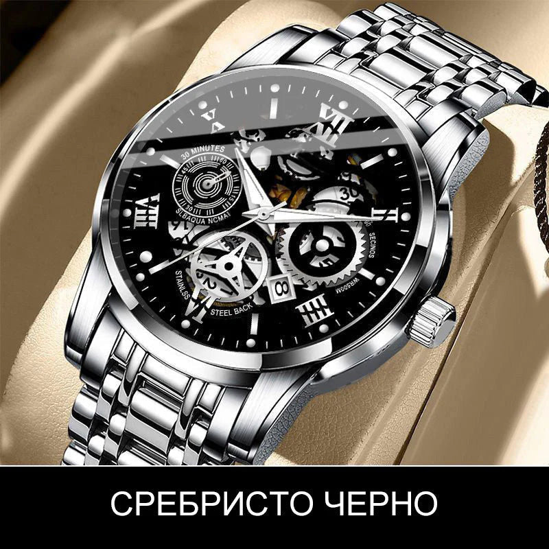 🔥Férfi vízálló római számlapos áttört automata mechanikus karóra⌚