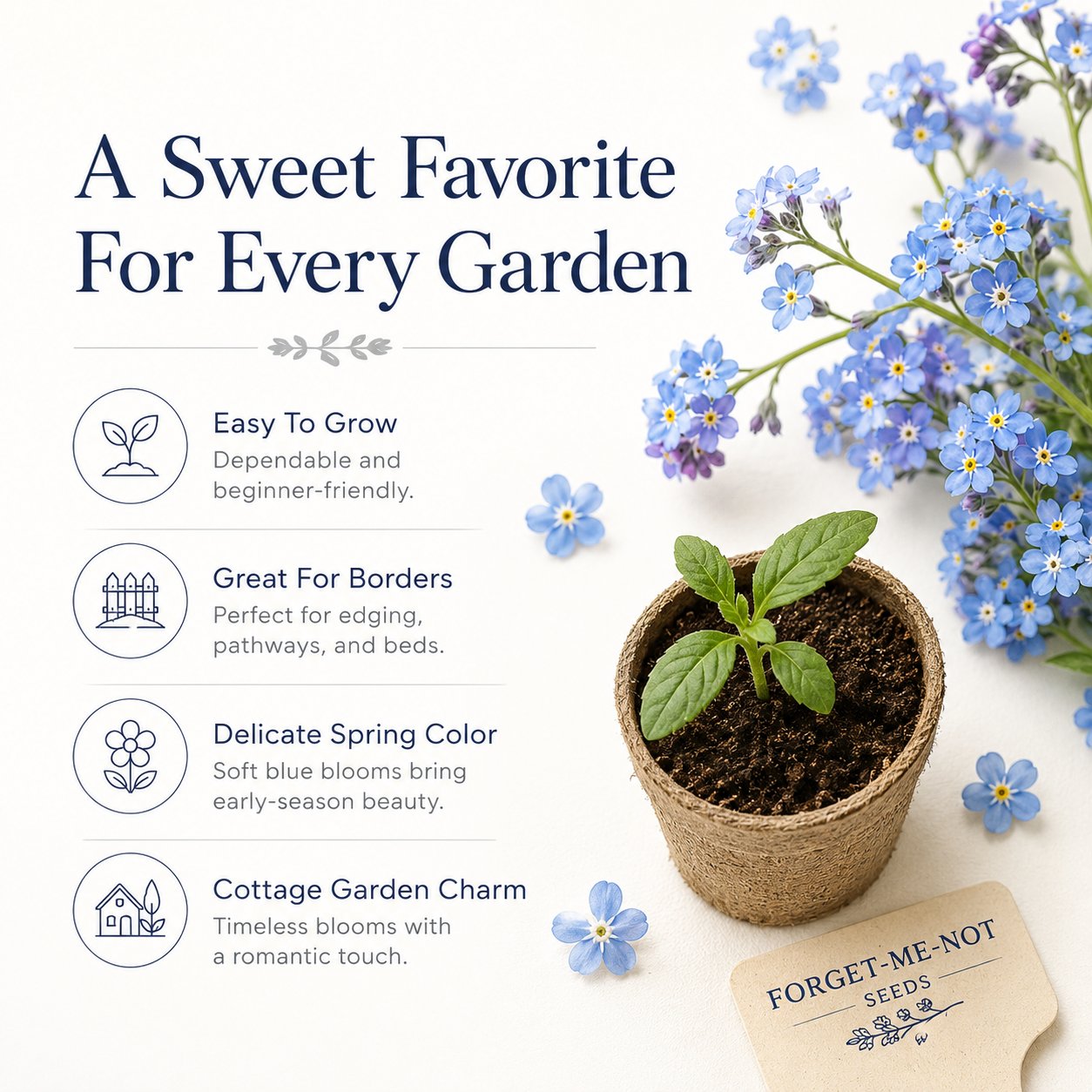 Blue Memory Nefelejcs magok – Minőségileg ellenőrzött Cottage Garden Blooms 🌿💙