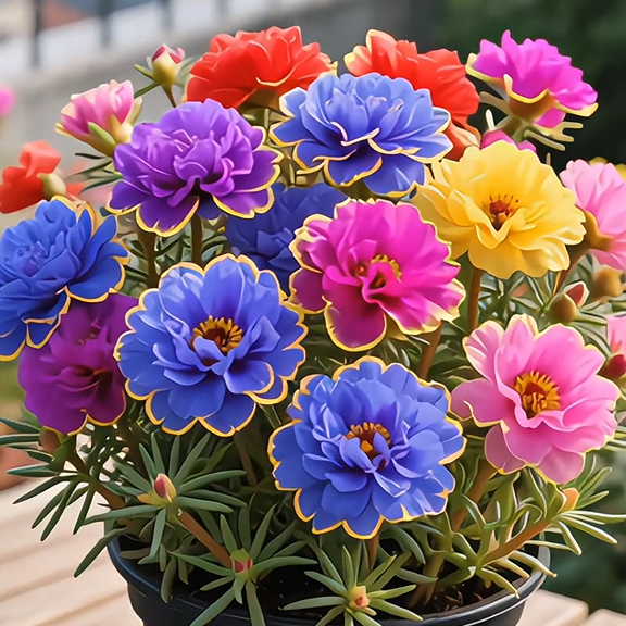 Złota koronka Portulaca🌸✨ Wspaniałe podwójne kwiaty dla bezproblemowego letniego koloru