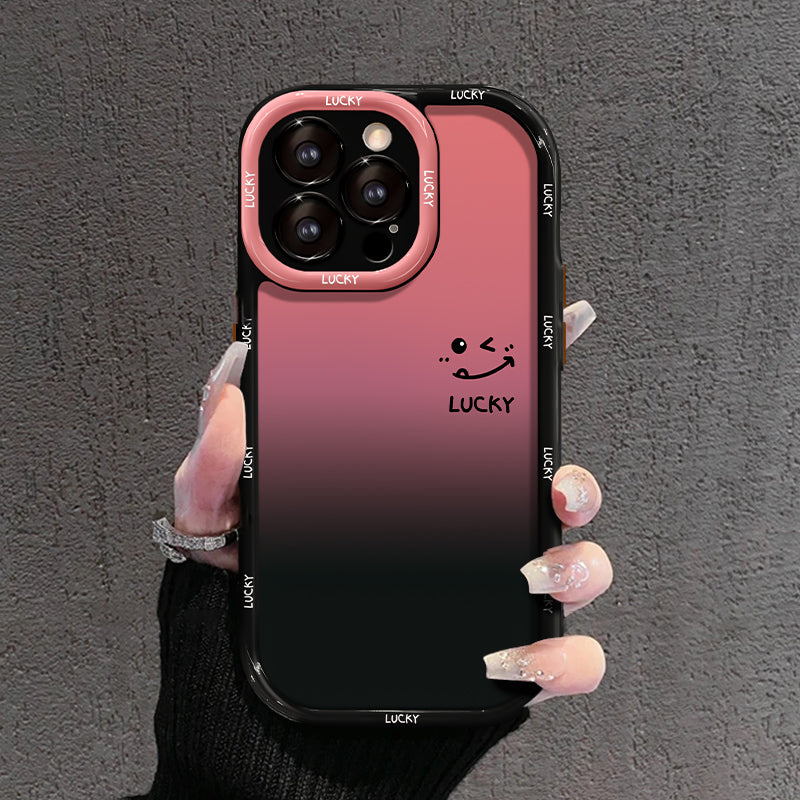Matowe etui na iPhone'a z gradientem – KOCHAM CIĘ I SZCZĘŚCIE Smiley Designs