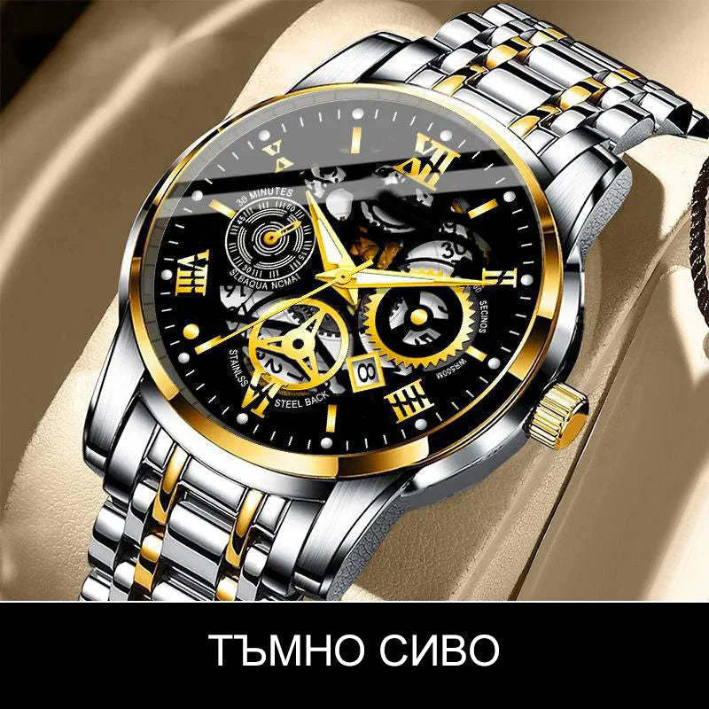 🔥Férfi vízálló római számlapos áttört automata mechanikus karóra⌚