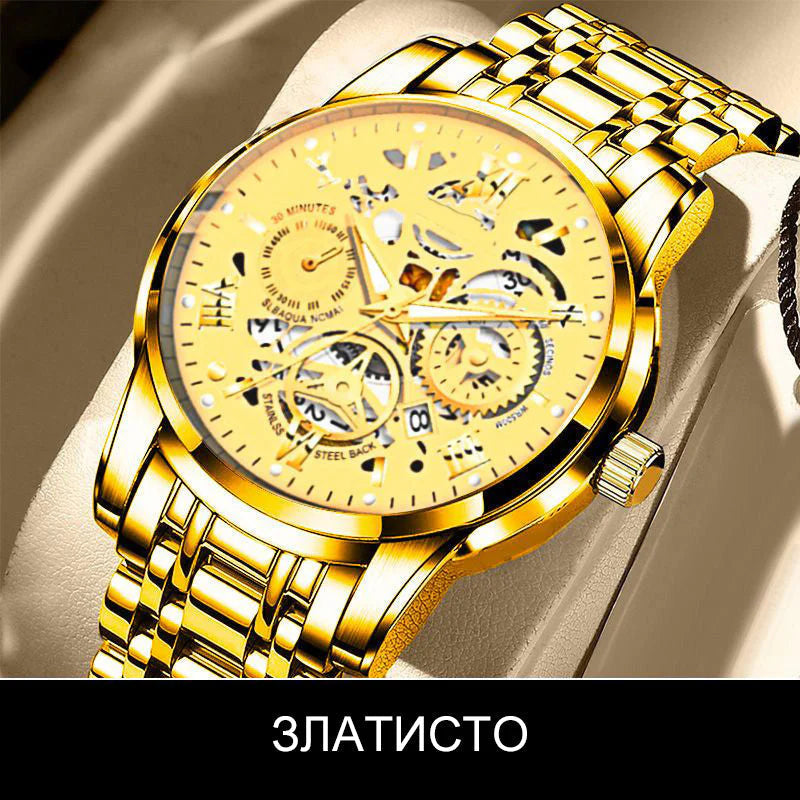 🔥Férfi vízálló római számlapos áttört automata mechanikus karóra⌚