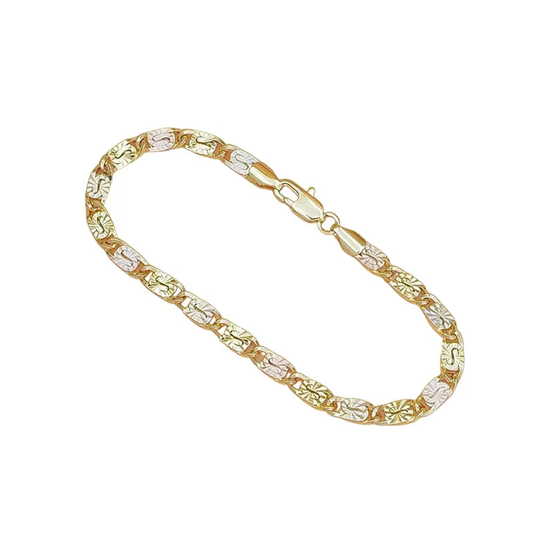 💎 MOST 50% KEDVEZMÉNY! 👑 Uniszex karkötő háromszínű szemekkel - arany/rózsaszín/ezüst, csiszolt csiszolás és polip kapocs - klasszikus szemek, modern fény 💛
