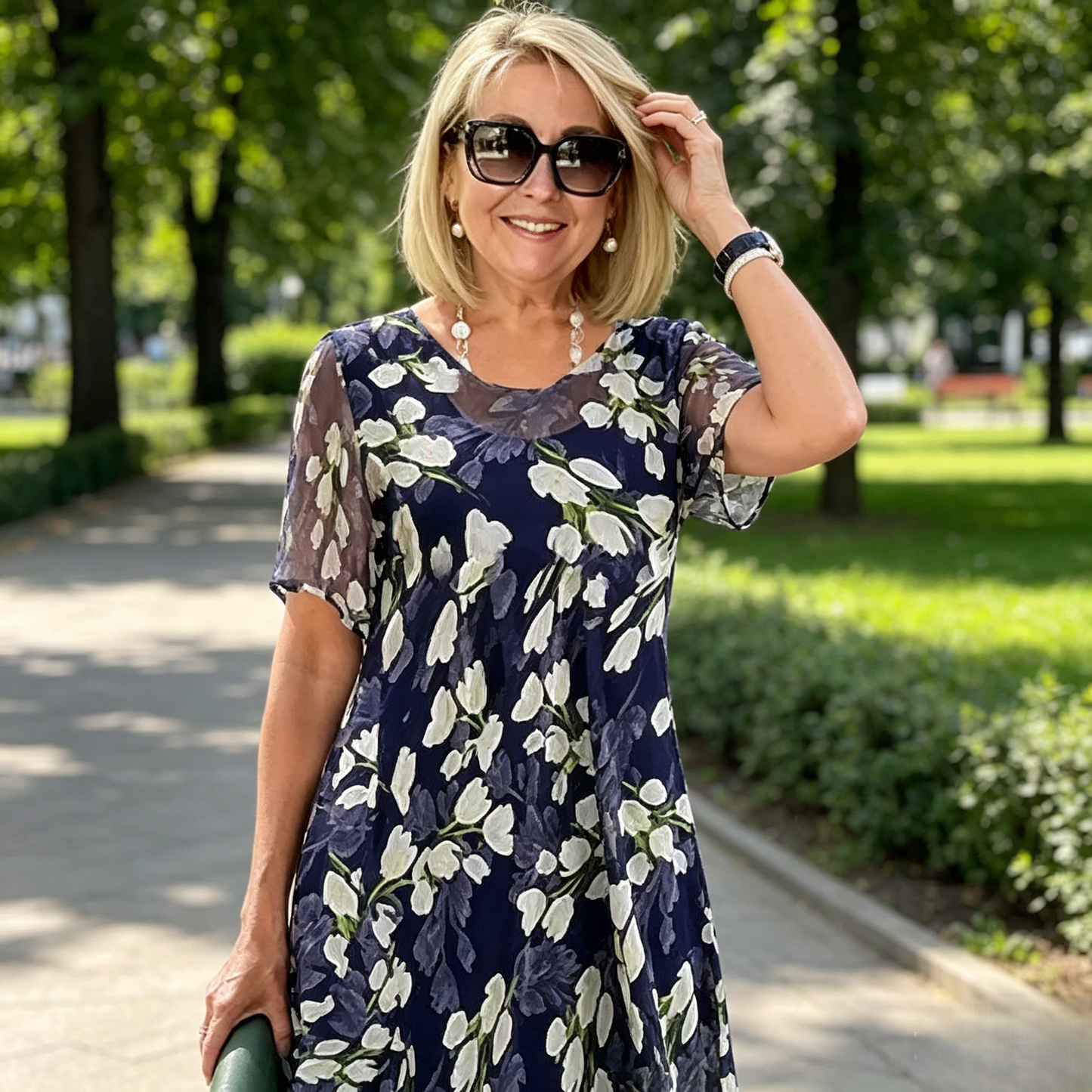 Női A-vonalú partiruha virágmintával👗