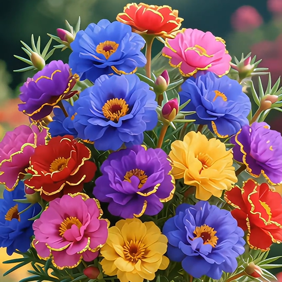 Złota koronka Portulaca🌸✨ Wspaniałe podwójne kwiaty dla bezproblemowego letniego koloru
